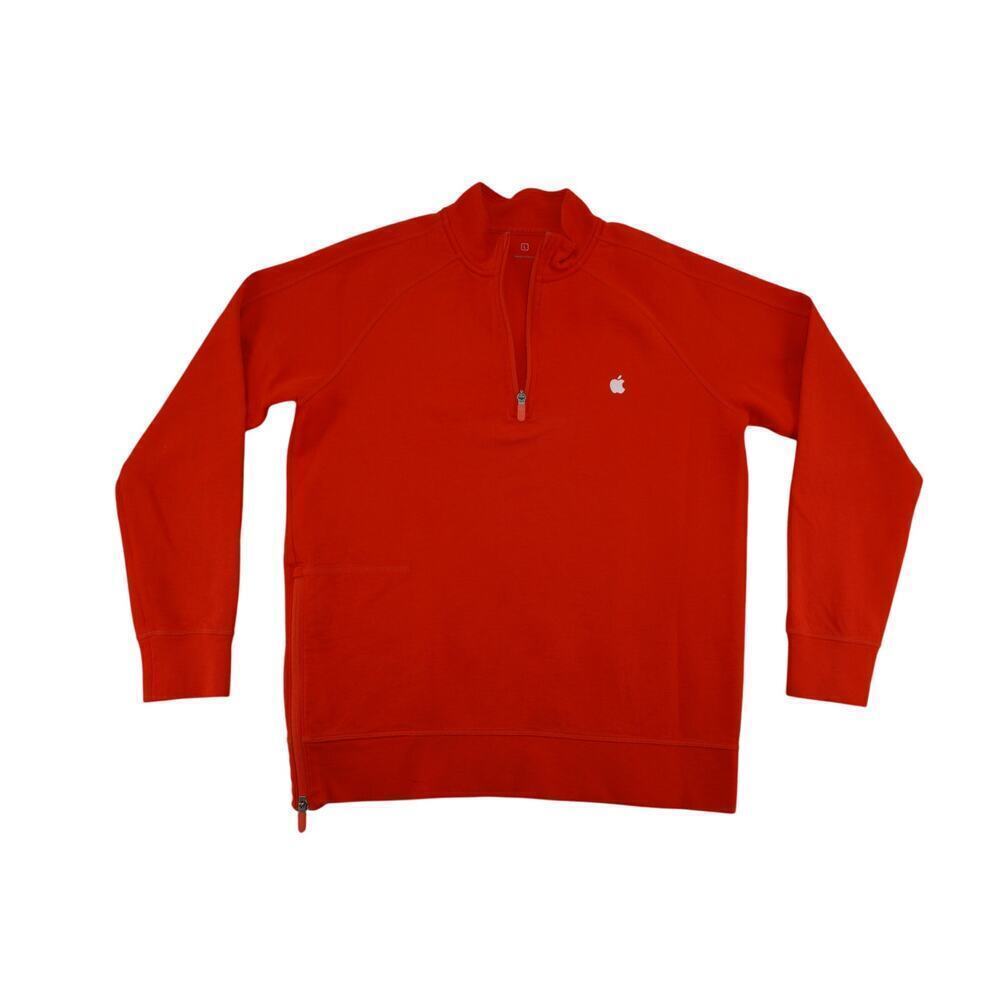 Rare Vintage Apple Employee Quarter Zip Orange Red Sweater Pullover Size L